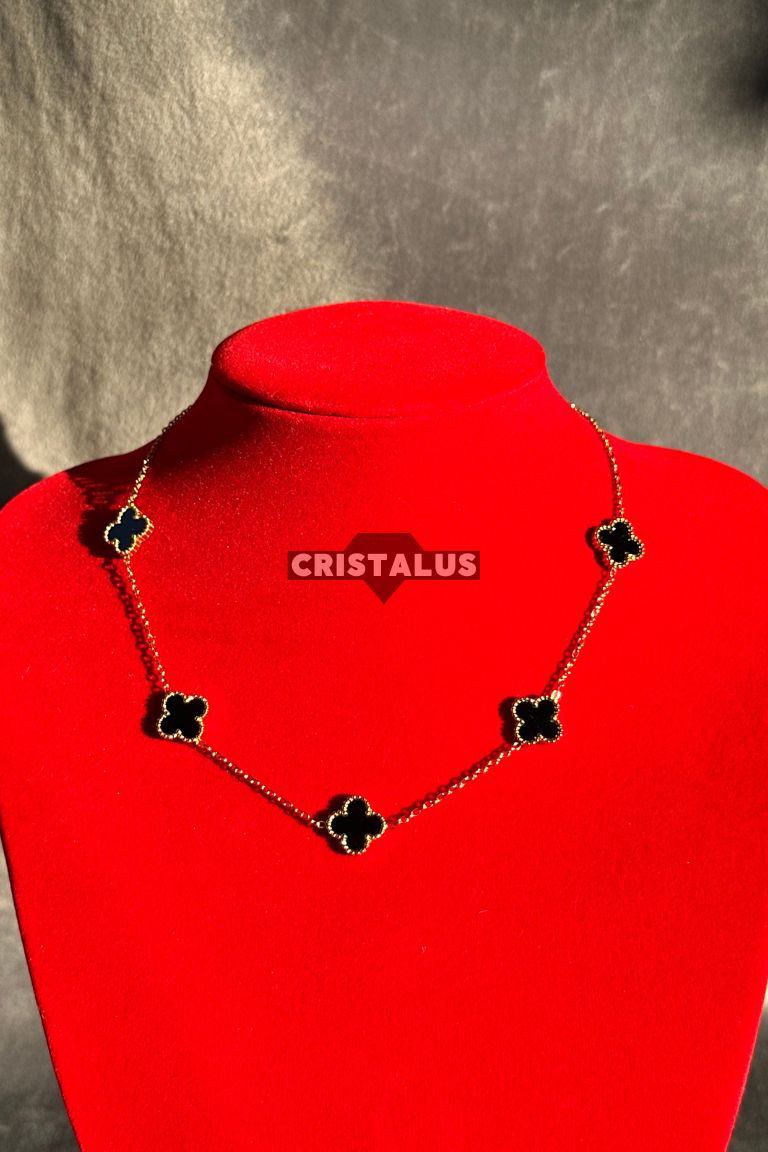 Collar van cleef | trebol negro | bañada en oro 18k 🥇