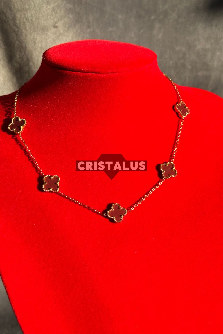 Collar van cleef | trebol rojo | bañada en oro 18k 🥇