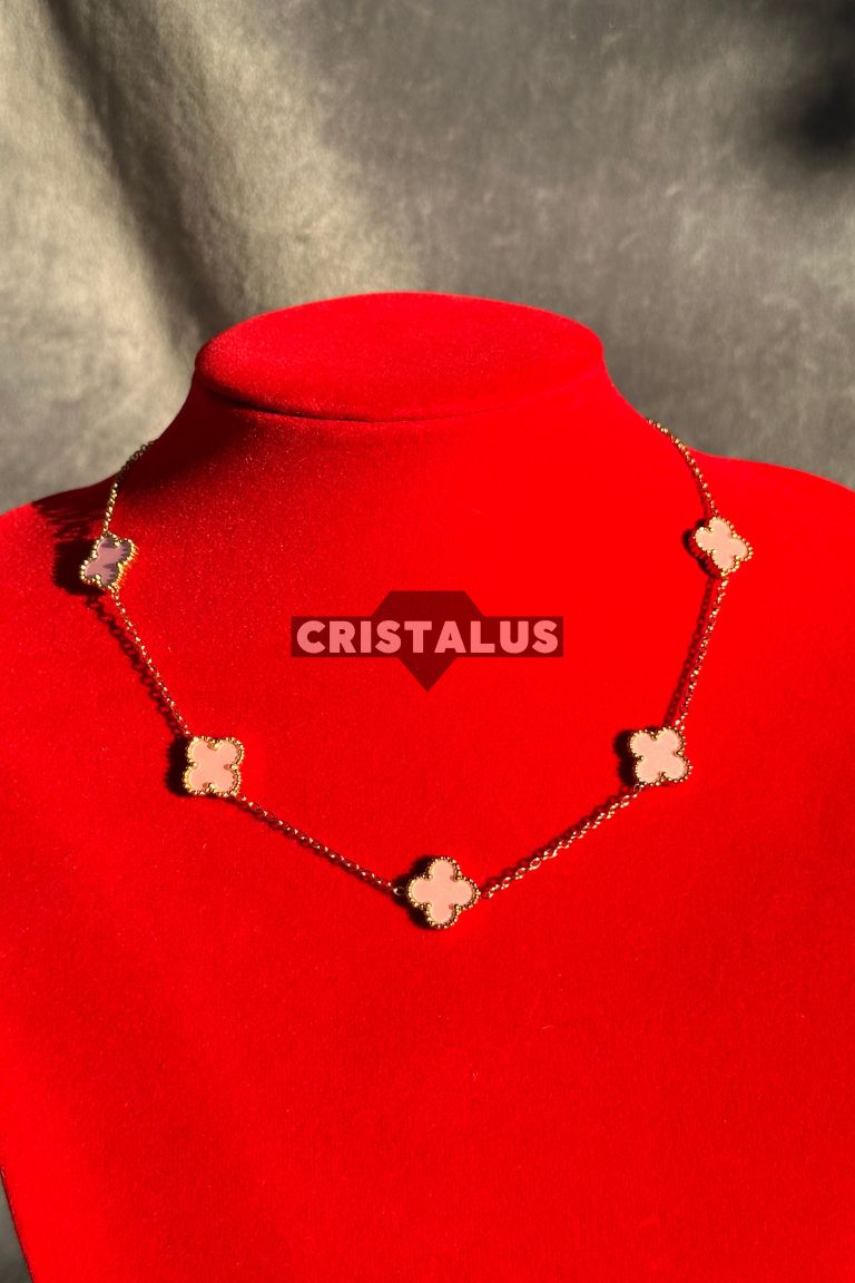 Collar van cleef | trebol rosado | bañada en oro 18k 🥇