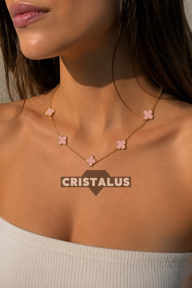 Collar van cleef | trebol rosado | bañada en oro 18k 🥇