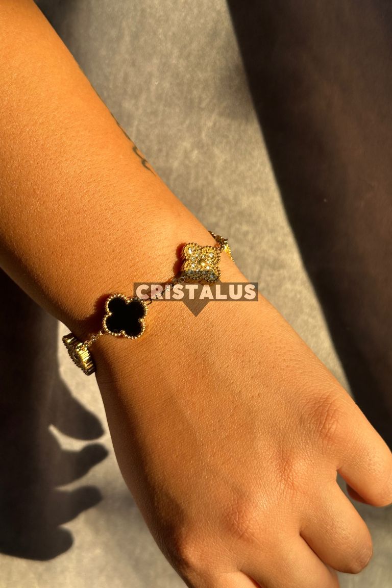 pulsera van cleef | trébol negro | bañada en oro 18k 🥇