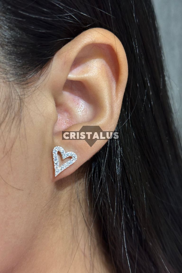 Aros de plata italiana | forma de corazon ♥