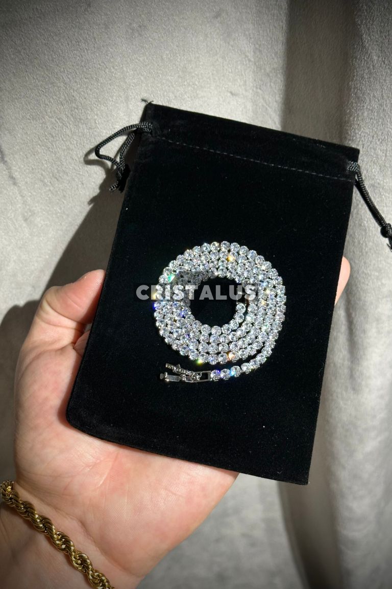 Cadena tennis chapada en plata 925