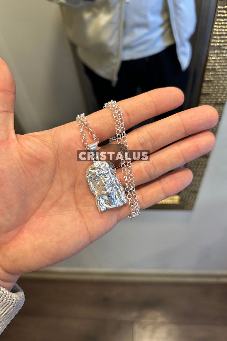 Collar Rollo + Colgante Cara de Jesús | Conjuntos de plata