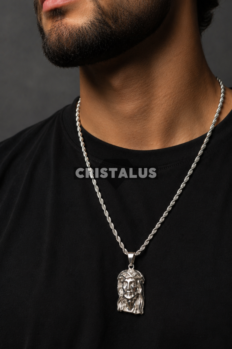 Collar Tourbillon 4mm + Colgante Cara de Jesús | Conjuntos de plata