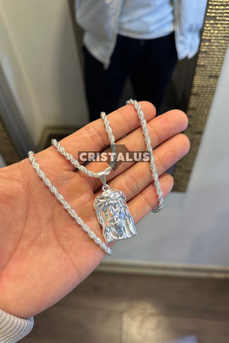 Collar Tourbillon 4mm + Colgante Cara de Jesús | Conjuntos de plata