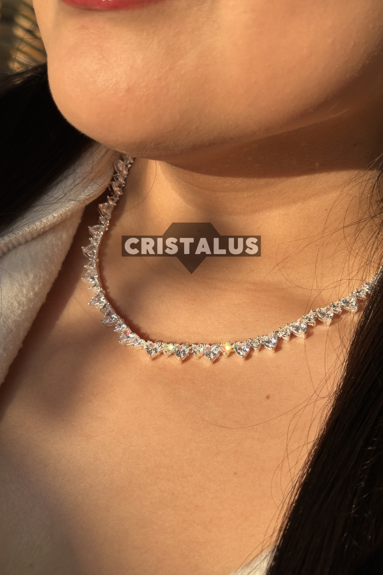 Cadena Tennis plata 925 | Forma de corazones