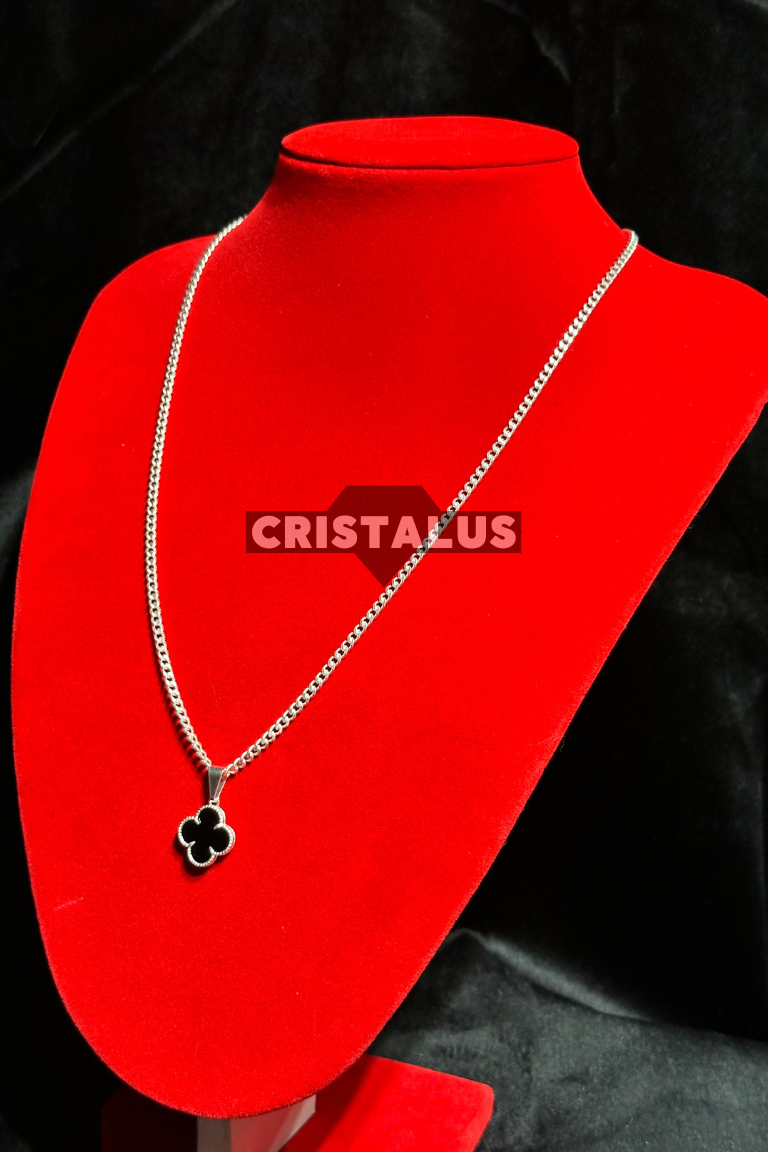 Cadena Grumet 3 mm con Colgante Van cleef Negro - Imagen 2