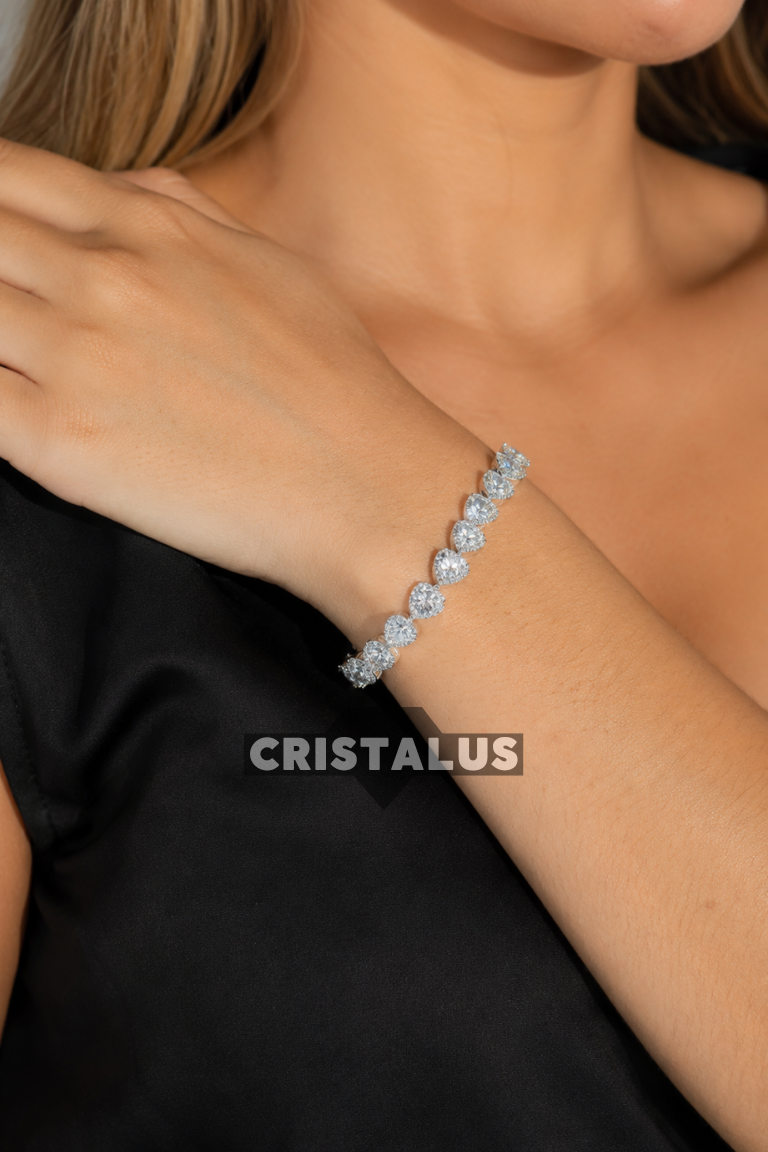 Pulsera Tennis Corazones | Plata 925